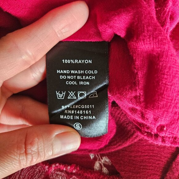 Red Boho Mini Dress Altar'd State Size S  Long Sleeve - Picture 7 of 9